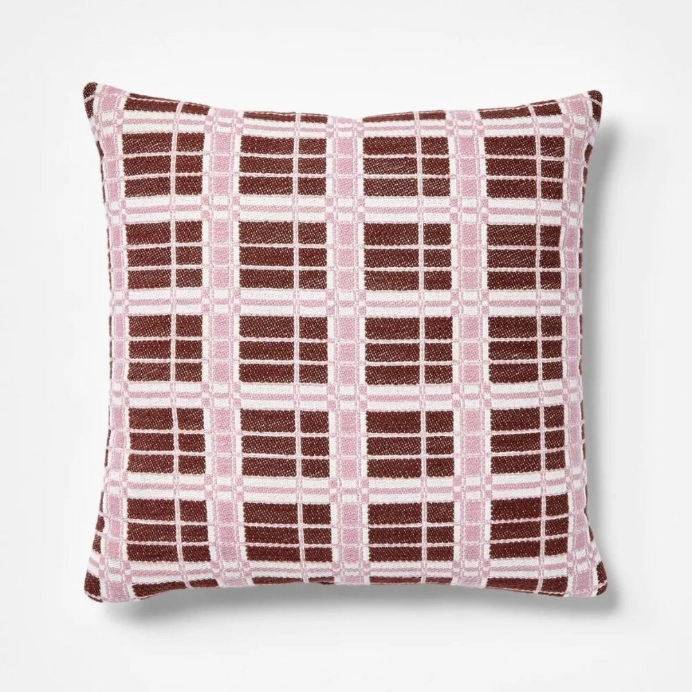 18" Square Woven Grid Pillow Purple/Cream/Rust - Threshold Studio McGee